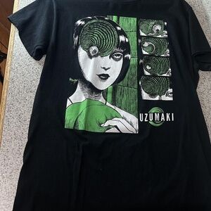 Uzumaki Junji Ito Black T-Shirt Mens M Spiral Eye Graphic Horror Manga Grunge
